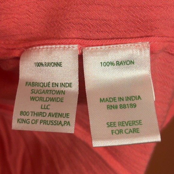 NWT Lilly Pulitzer Katya Coral Reef Gold Smocked Off Shoulder Crinkled Gauze Top - Picture 6 of 9